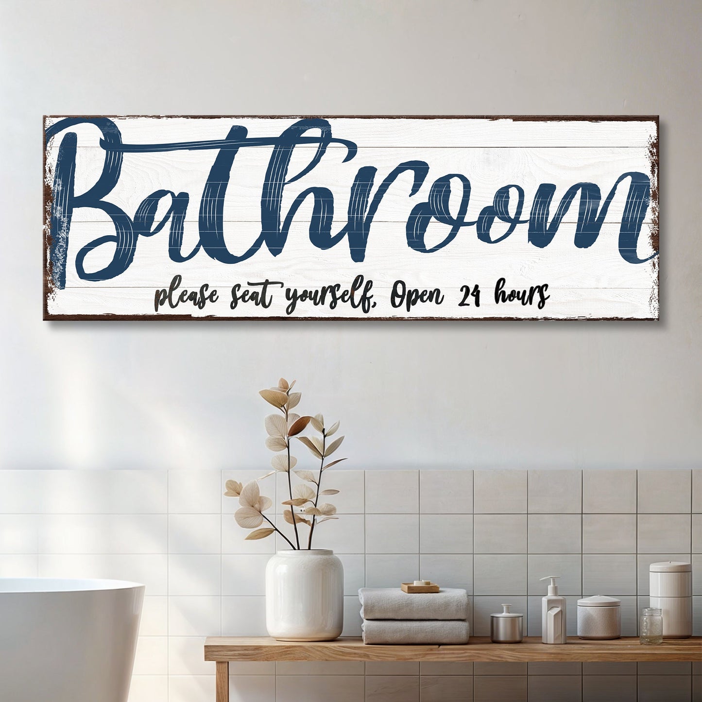 Please Seat Yourself Bathroom Canvas Wall Art