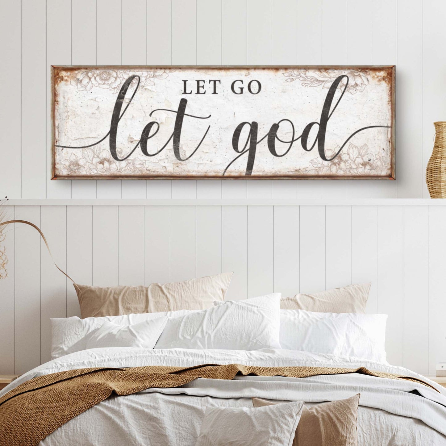 Let Go Let God Faith Canvas Wall Sign