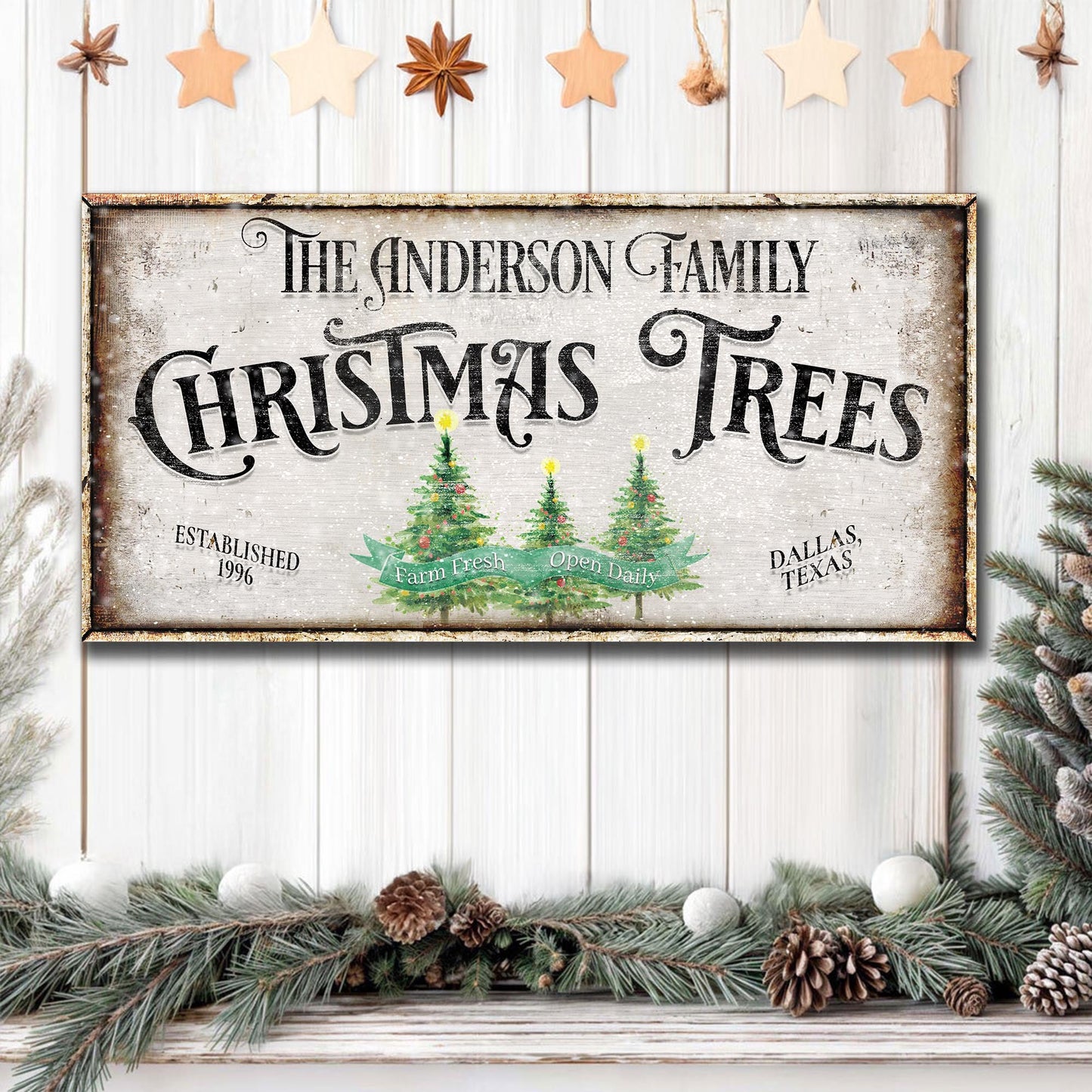 Family Christmas Tree Farm Canvas Wall Art Sign III