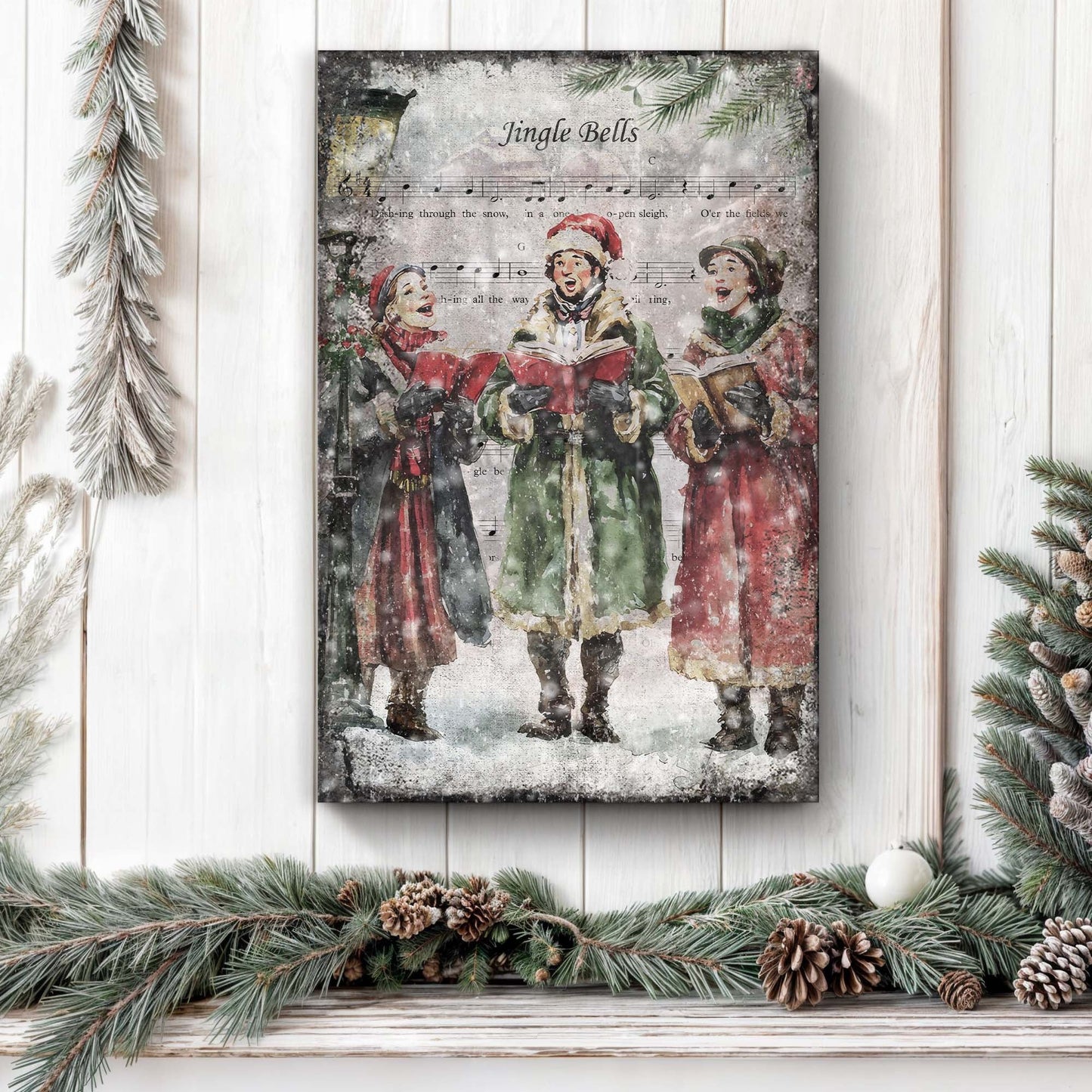 Vintage Christmas Carolers Canvas Wall Art