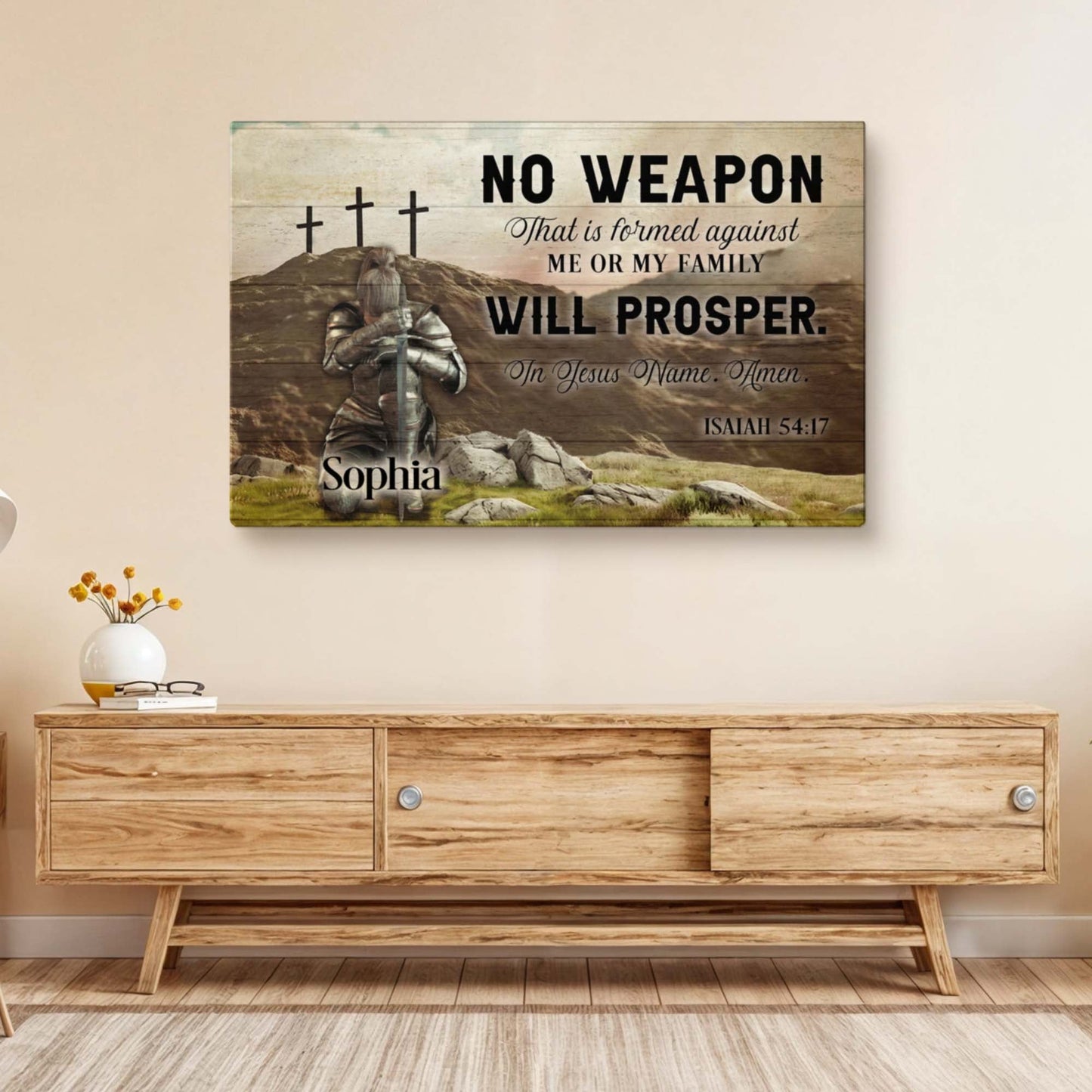 Isaiah 54:17 No Weapon Formed Against You Canvas Sign