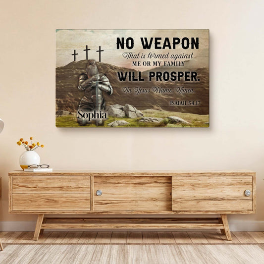 Isaiah 54:17 No Weapon Formed Against You Canvas Sign