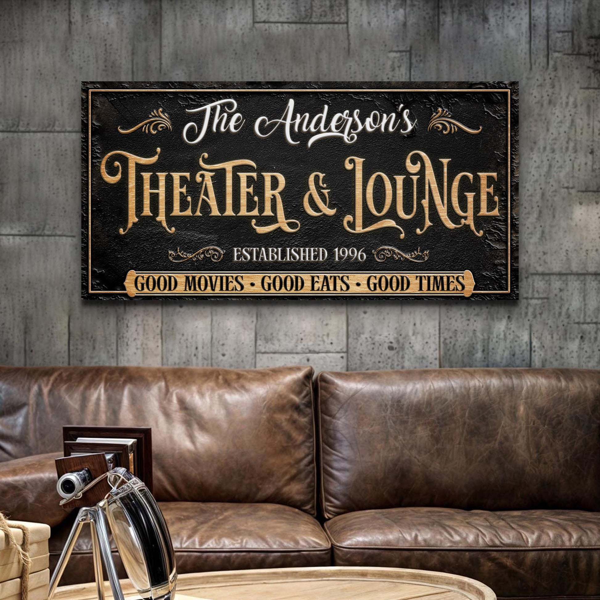 Family Theater and Lounge canvas sign wall art for home entertainment room