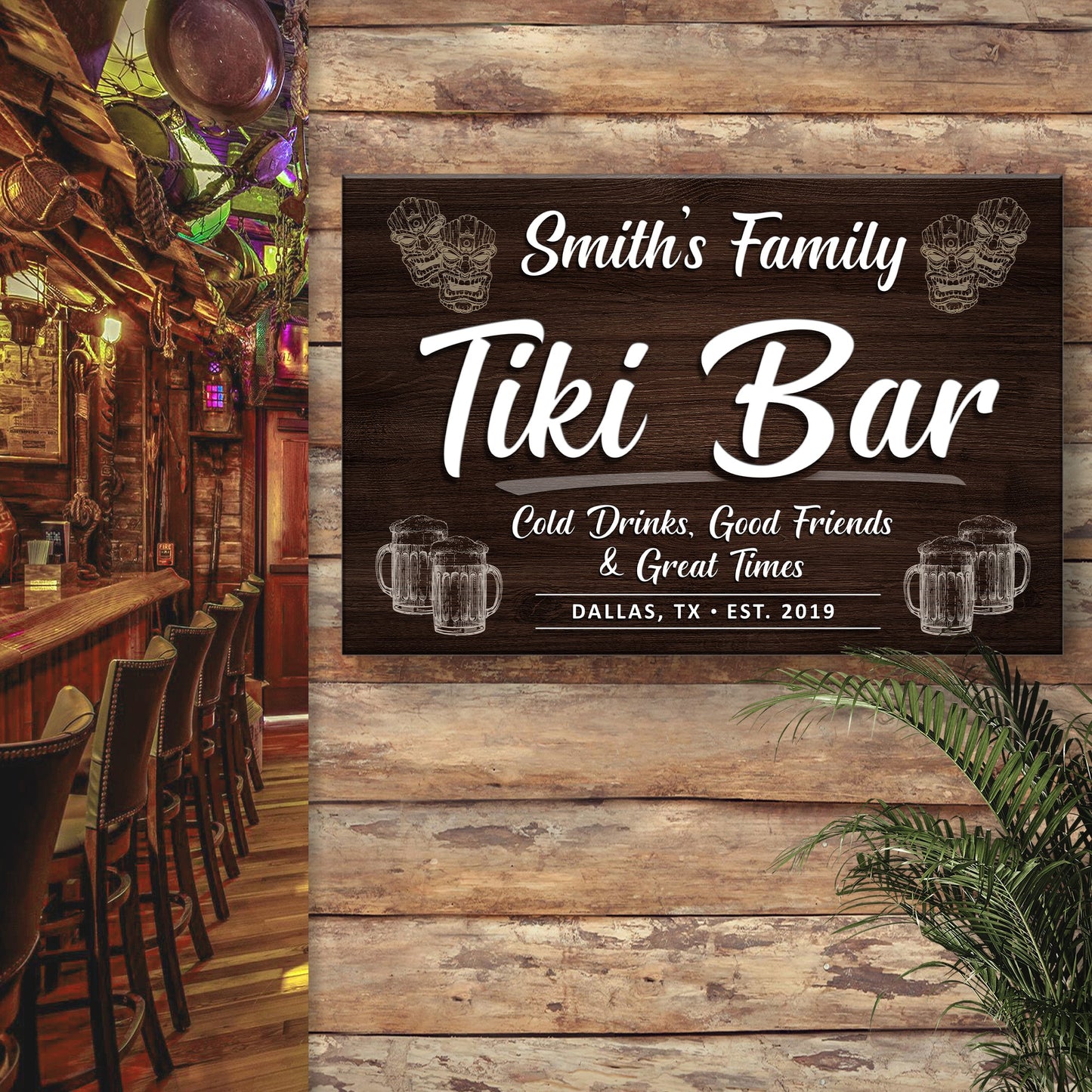 Tiki Bar Canvas Wall Art Sign