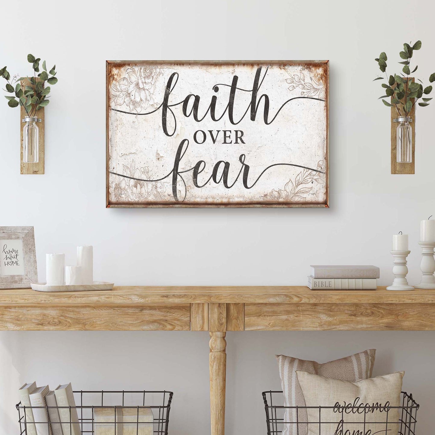 Faith Over Fear Canvas Wall Art Sign