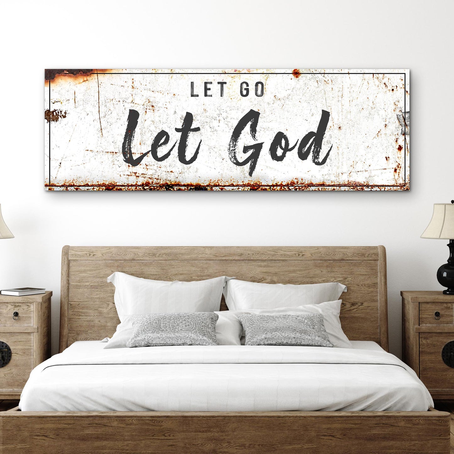 Let Go Let God Canvas Wall Art Faith Sign