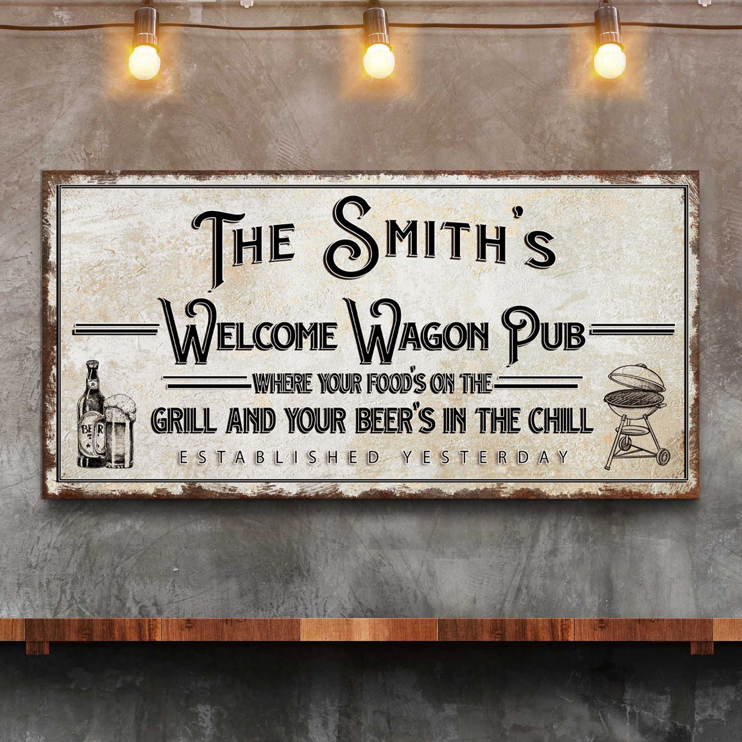 Welcome Wagon Pub Your Beer's In The Chill Canvas Sign