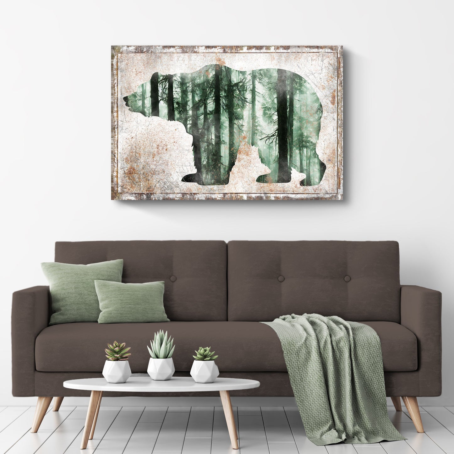 Forest Bear and Birch Canvas Wall Art
