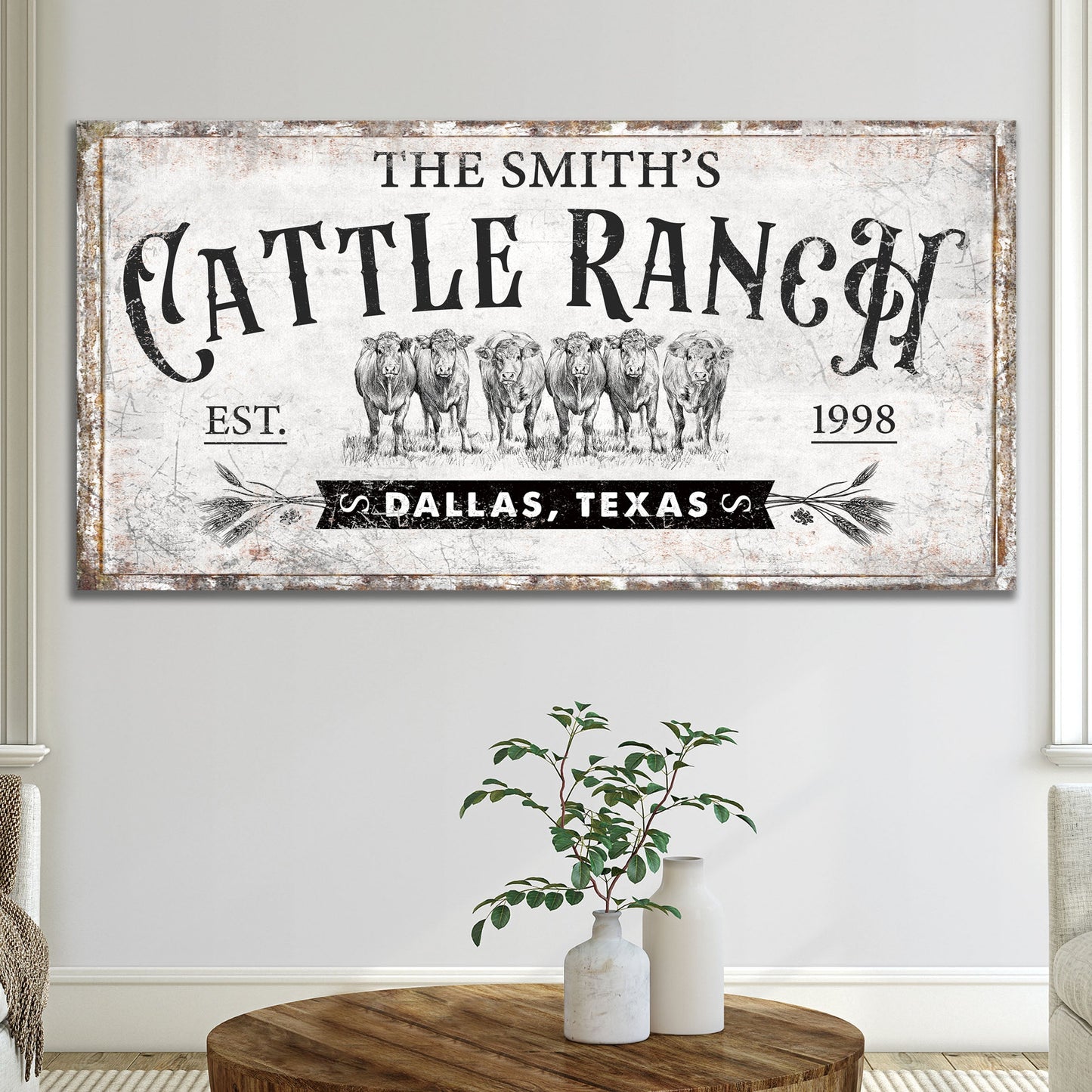 Branded Cattle Ranch Canvas Sign Farmhouse Wall Art
