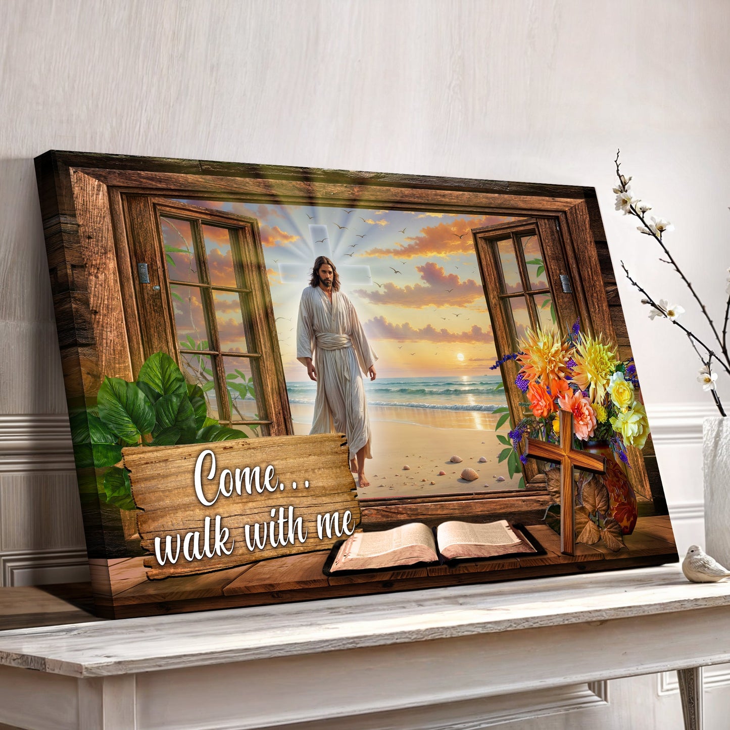 Come Walk With Me Jesus Faith Canvas Sign