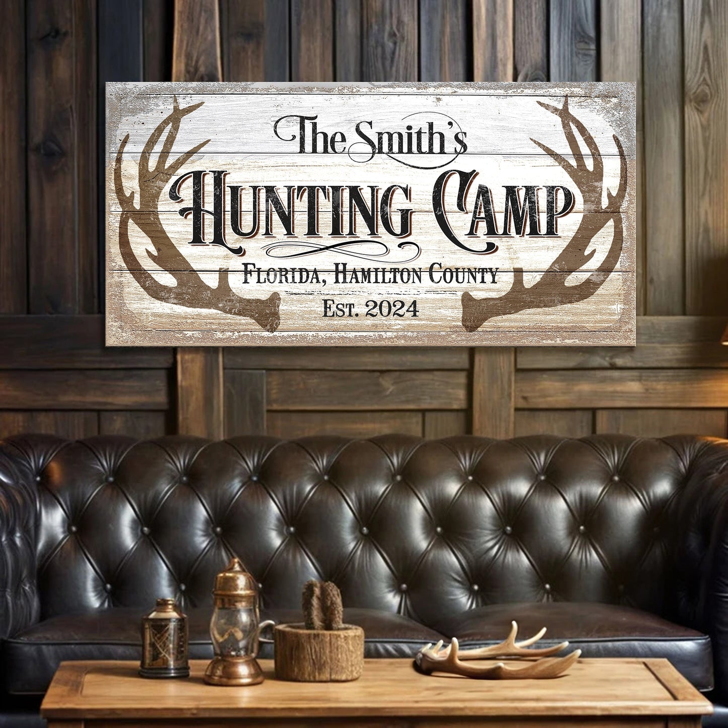 Hunting Camp Sign Canvas Wall Art