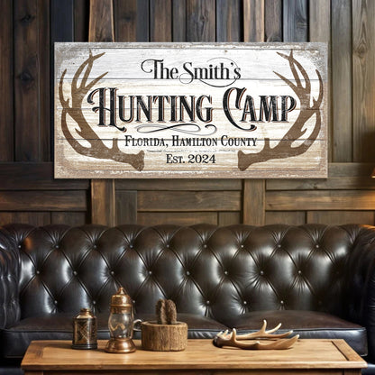 Hunting Camp Sign Canvas Wall Art