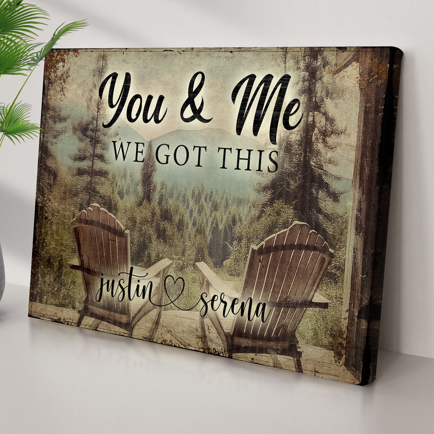 Cabin Forest Couple Canvas Wall Art