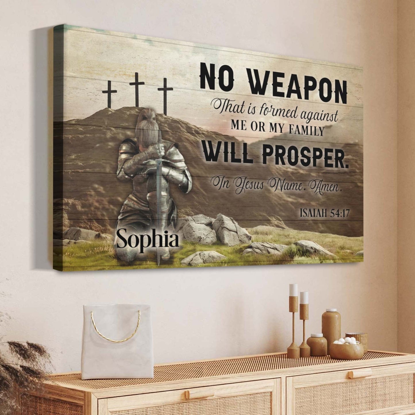 Isaiah 54:17 No Weapon Formed Against You Canvas Sign