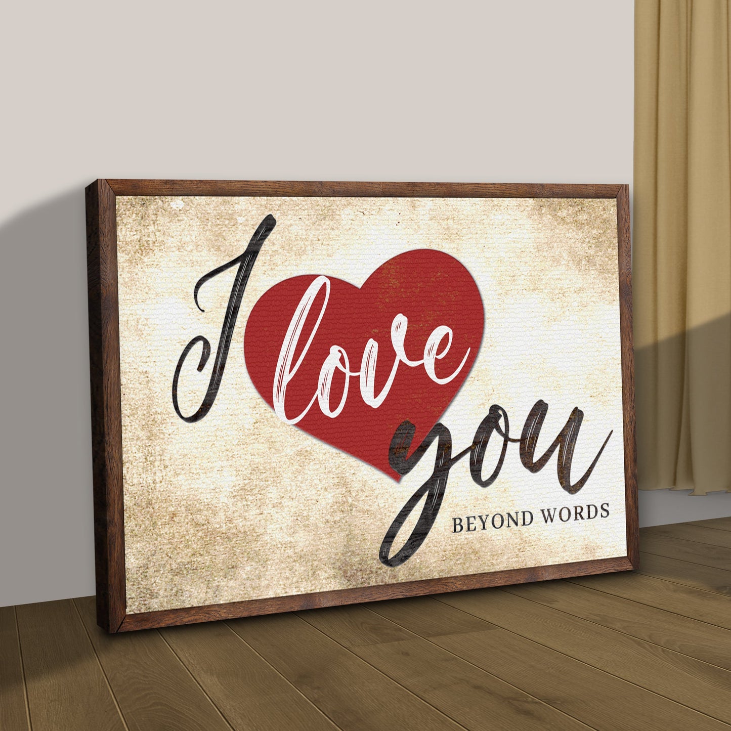 Valentine Beyond Words Romantic Canvas Wall Art Sign