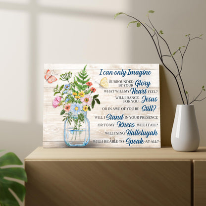 I Can Only Imagine Christian canvas wall art with devotional typography, gallery-wrapped