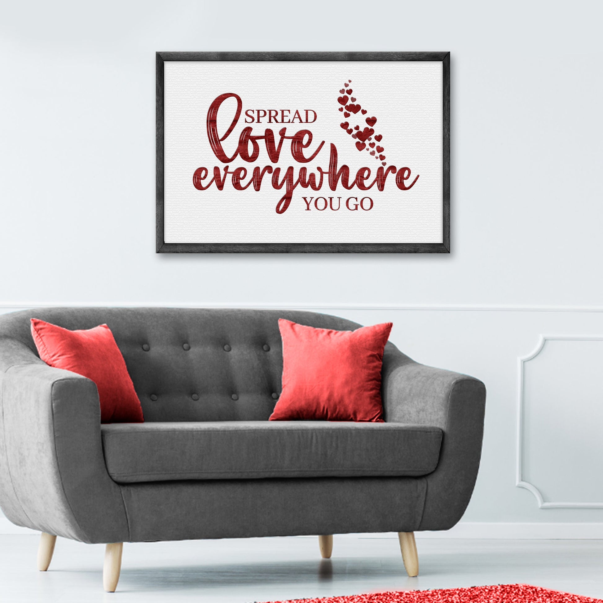 Valentines Day love canvas wall art with romantic typography and heart motif