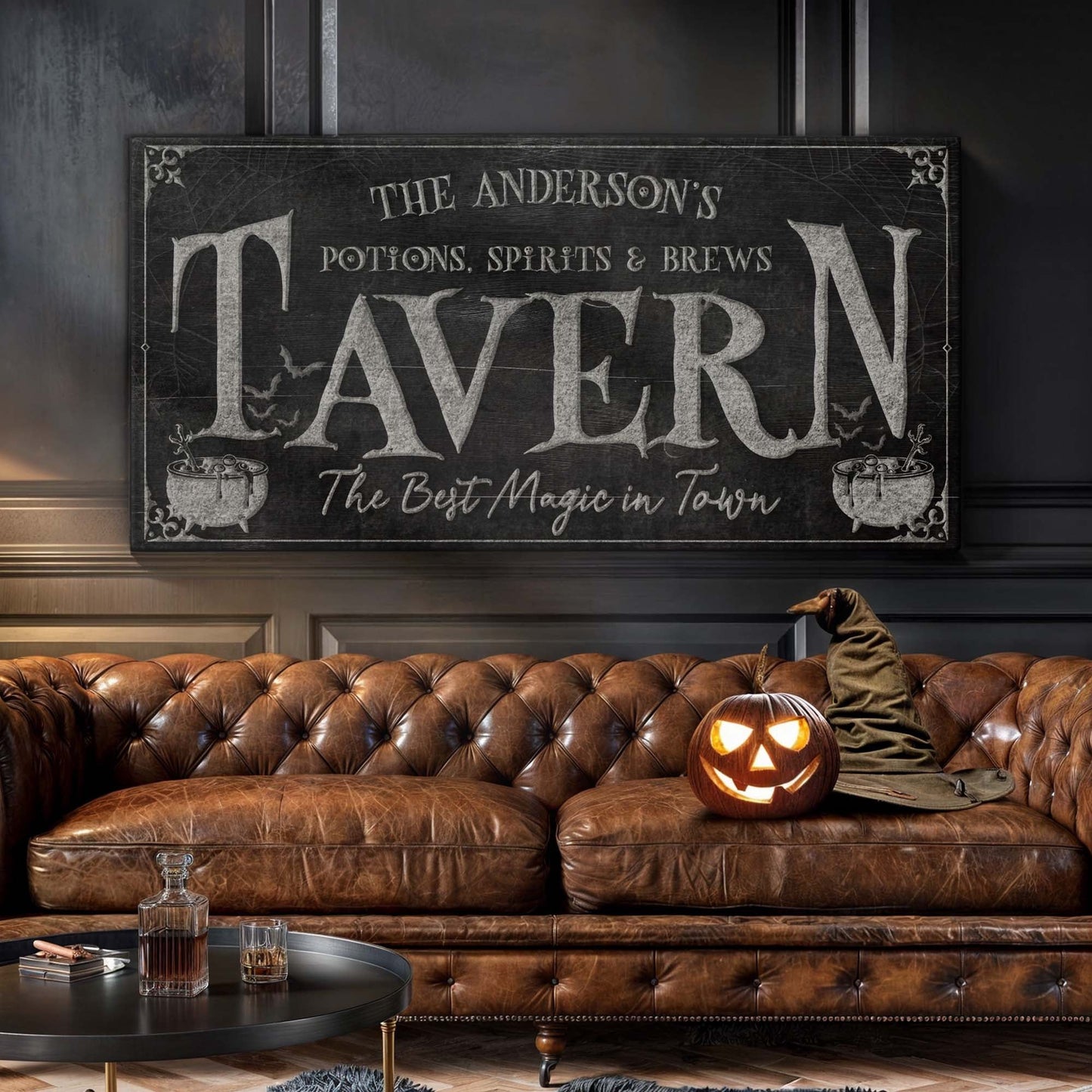 Potions Spirits and Brews Tavern Halloween Canvas Wall Art