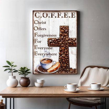 C.O.F.F.E.E faith sign canvas wall art variant V with devotional text