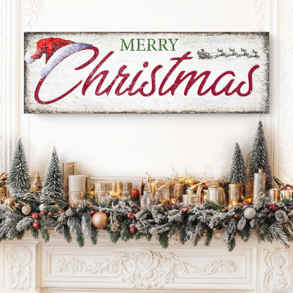 Vintage Merry Christmas Canvas Sign IV