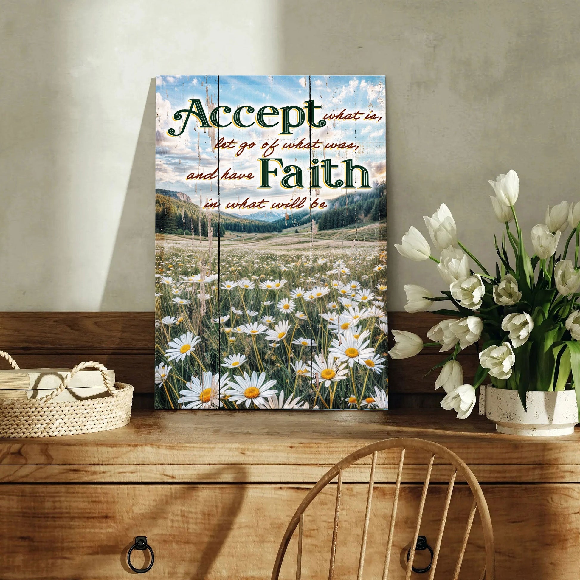 Accept let go and have faith canvas sign