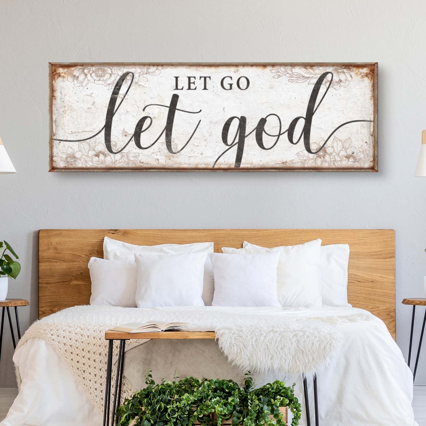 Let Go Let God Faith Canvas Wall Sign