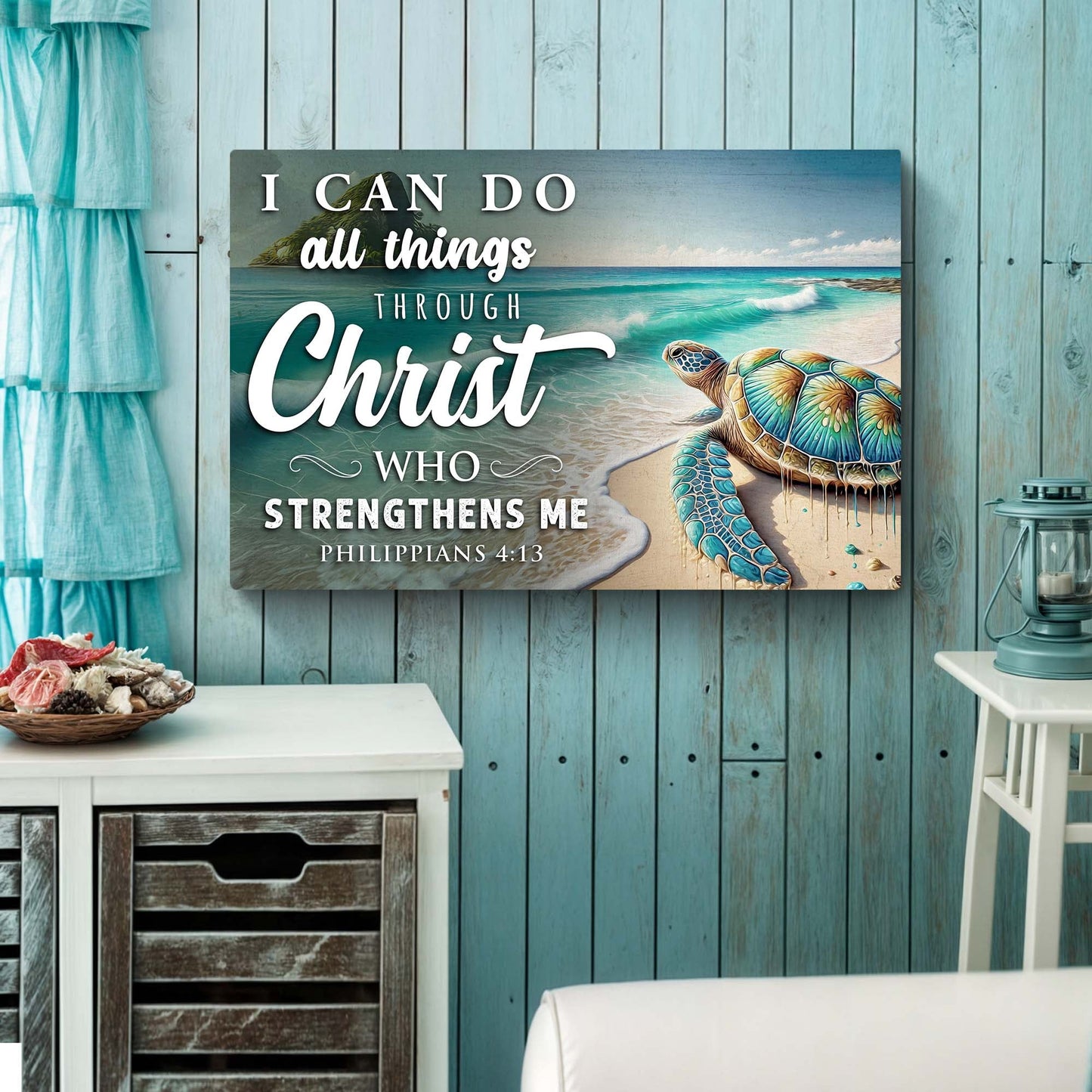 I Can Do All Things faith canvas wall art with Philippians 4:13 scripture lettering