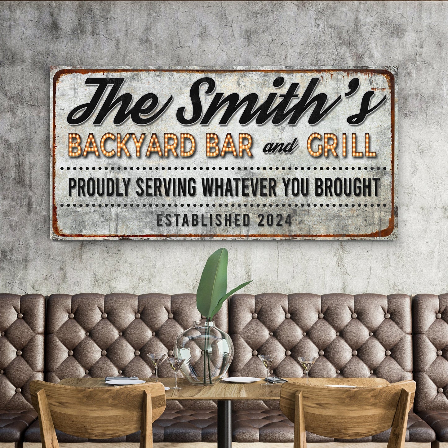 Backyard Bar and Grill Canvas Sign Patio Decor