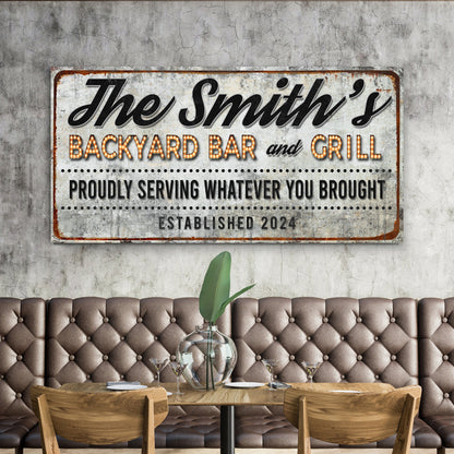 Backyard Bar and Grill Canvas Sign Patio Decor