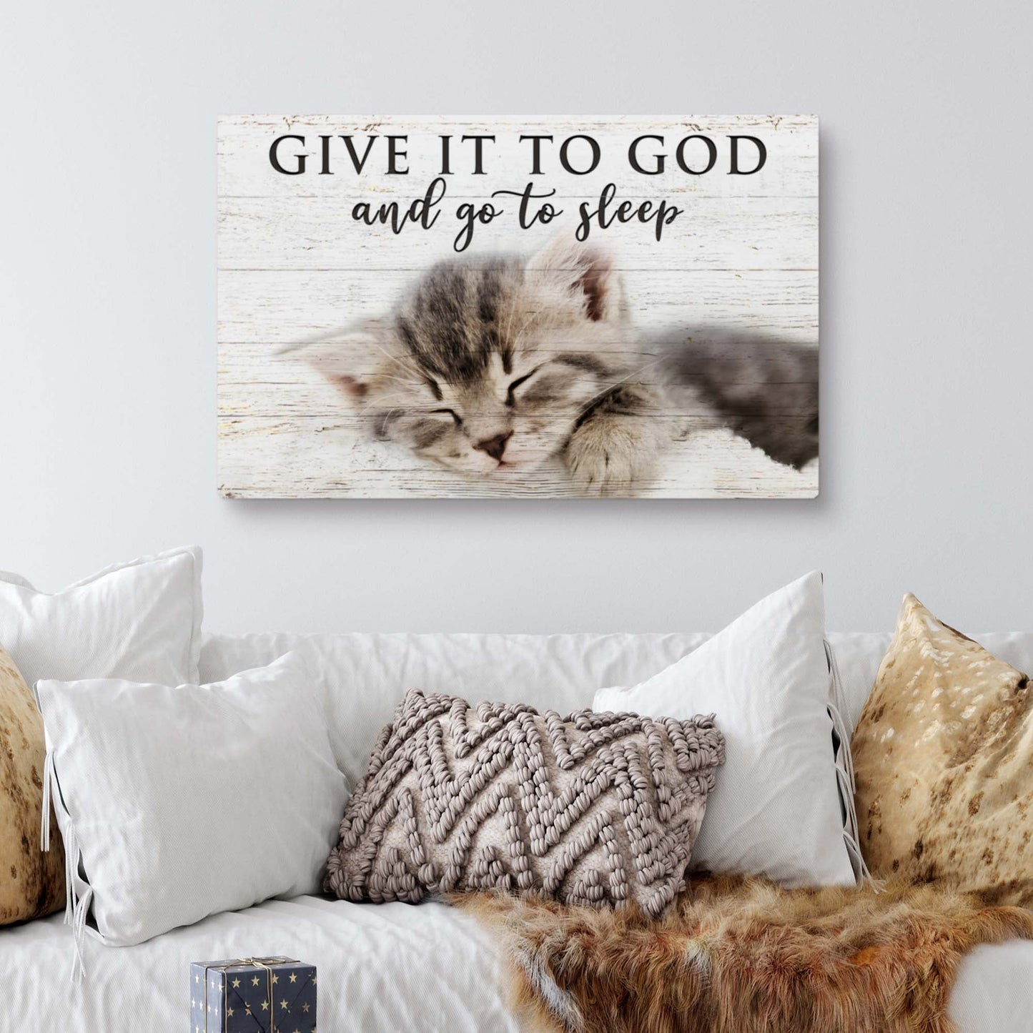 Give It to God and Go to Sleep Faith Canvas Sign - Horizontal Floral