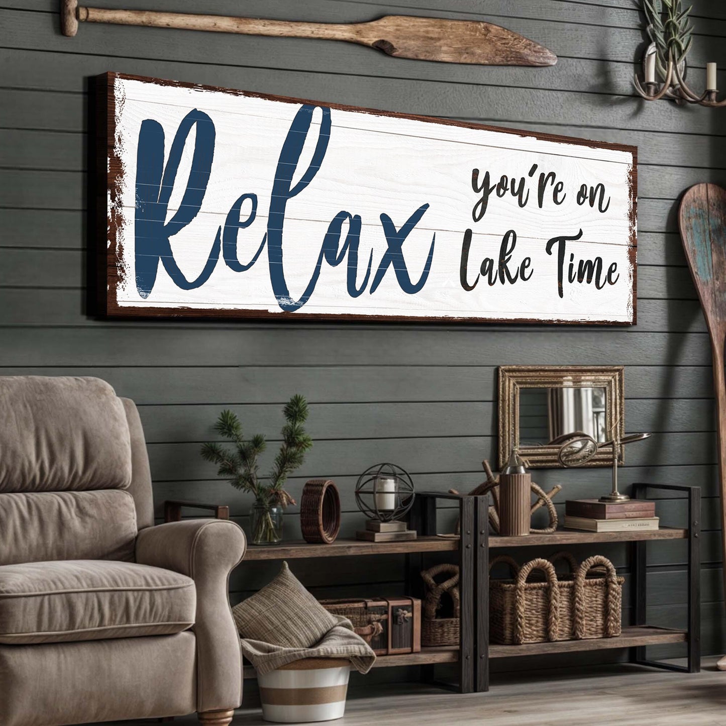 Relax You're on Lake Time Canvas Sign IV