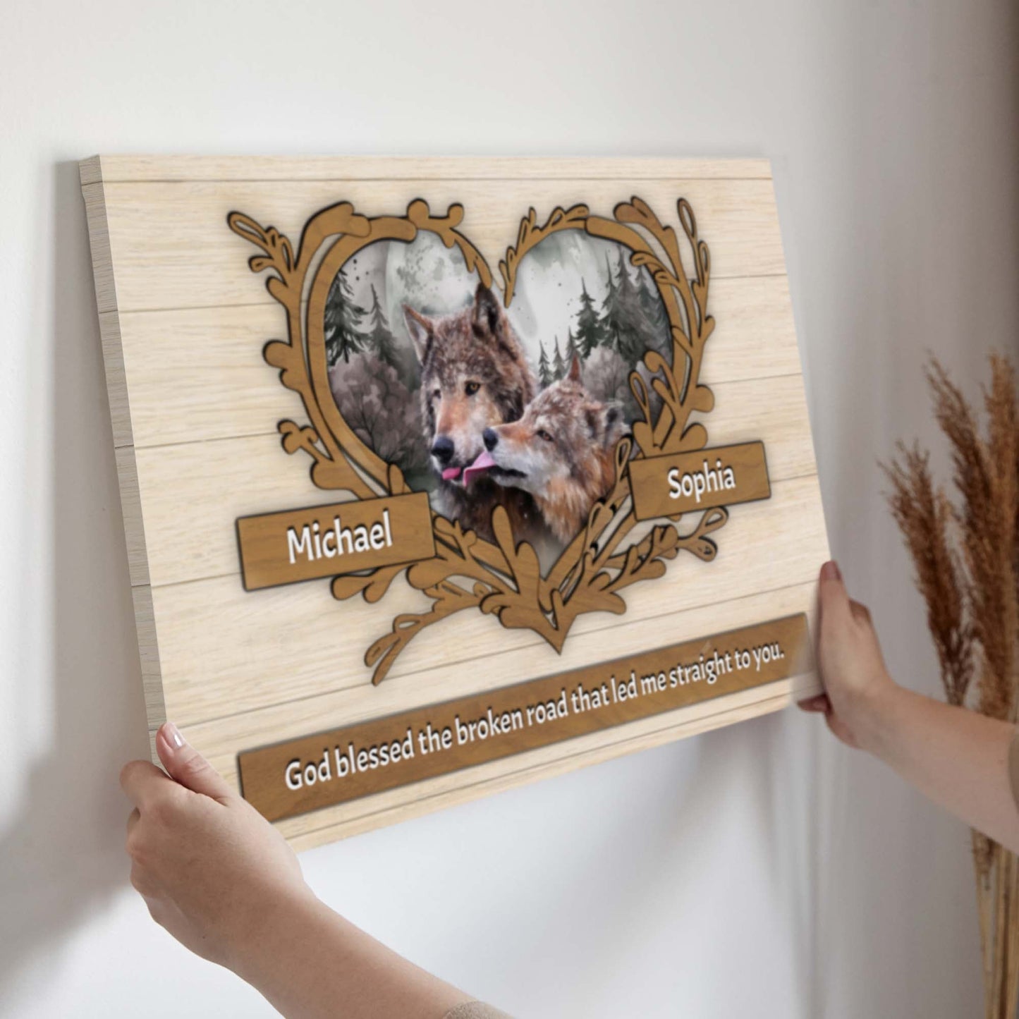 Couple Wolves Canvas Wall Art II