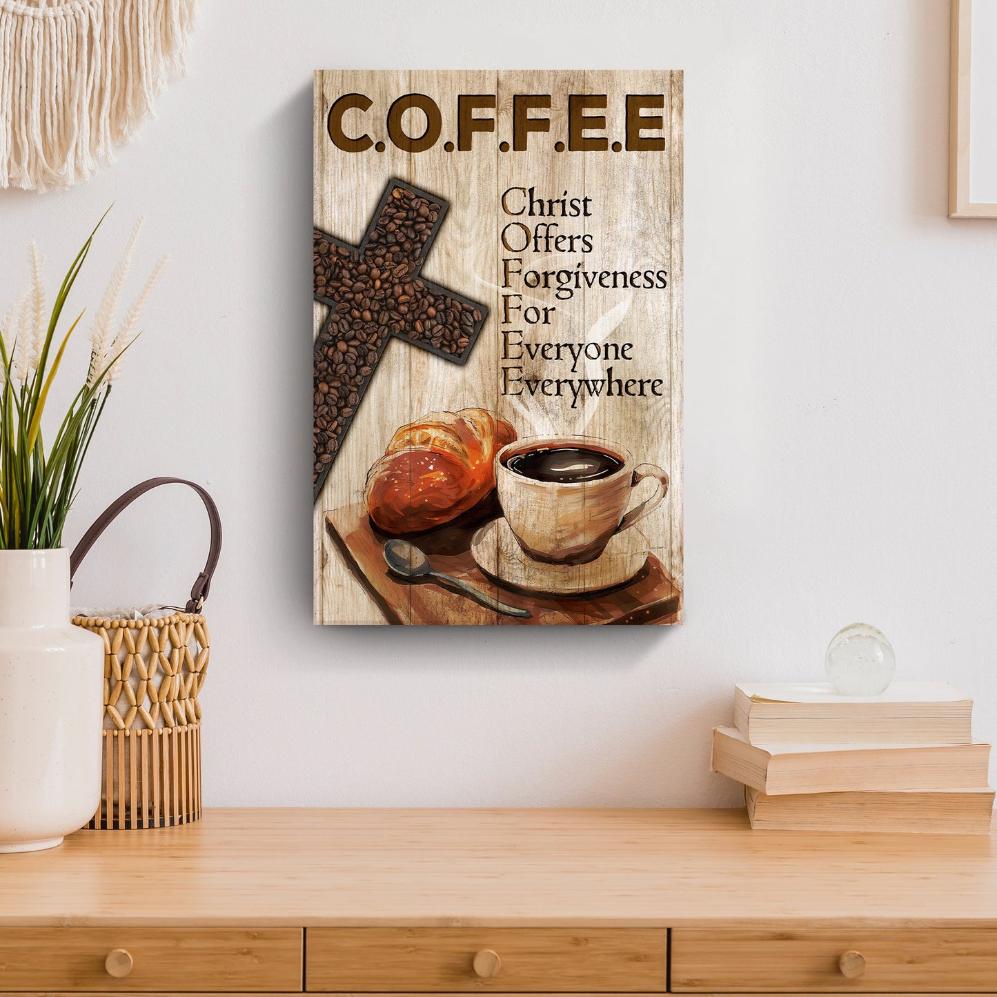 Christ and Coffee II Faith Sign Canvas Wall Art