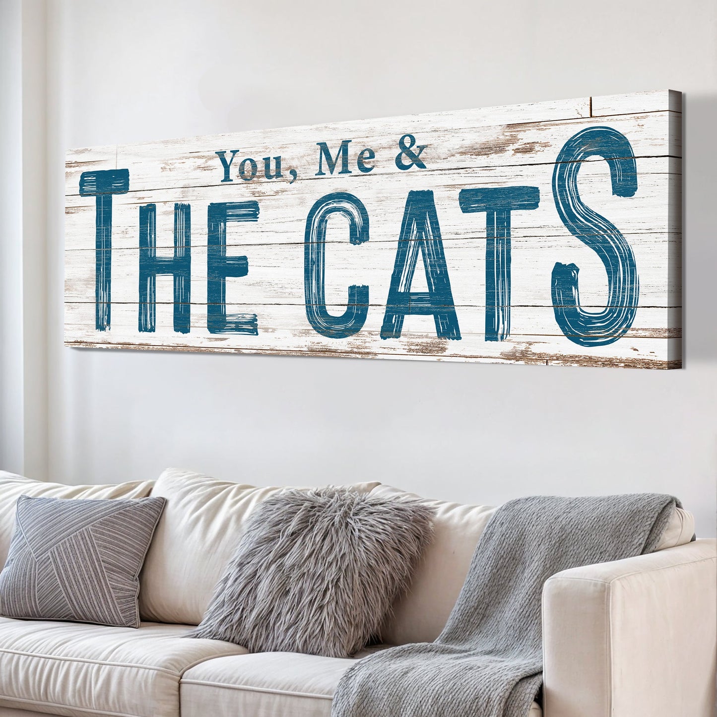 You Me and the Cats Family Canvas Wall Art
