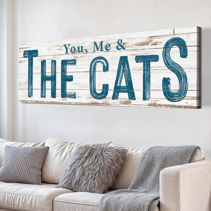You Me and the Cats Family Canvas Wall Art