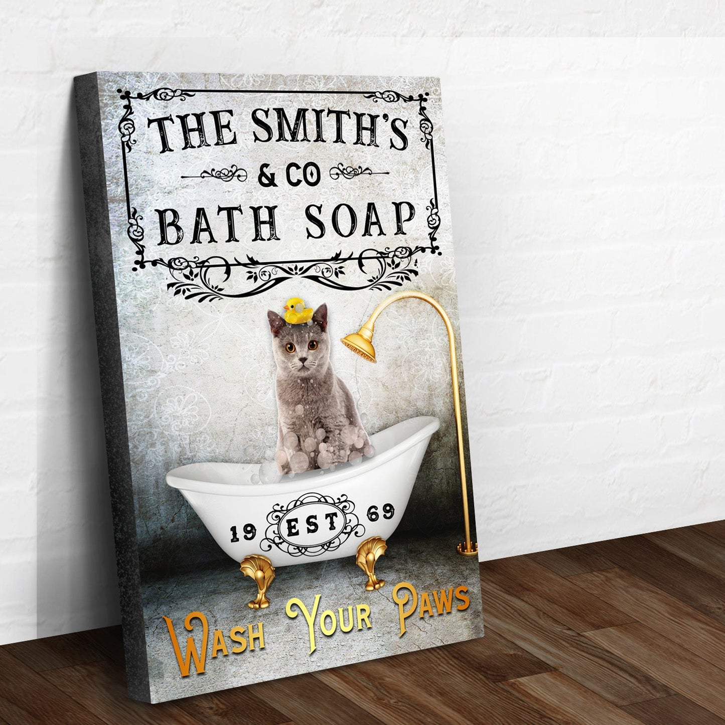Wash Your Paws Funny Pet Bathroom Canvas Sign