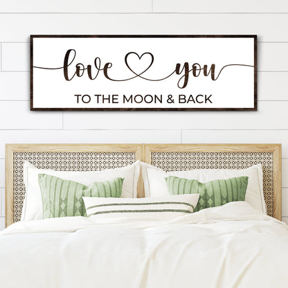 Love You to the Moon and Back canvas shown in a styled room setting, view 3