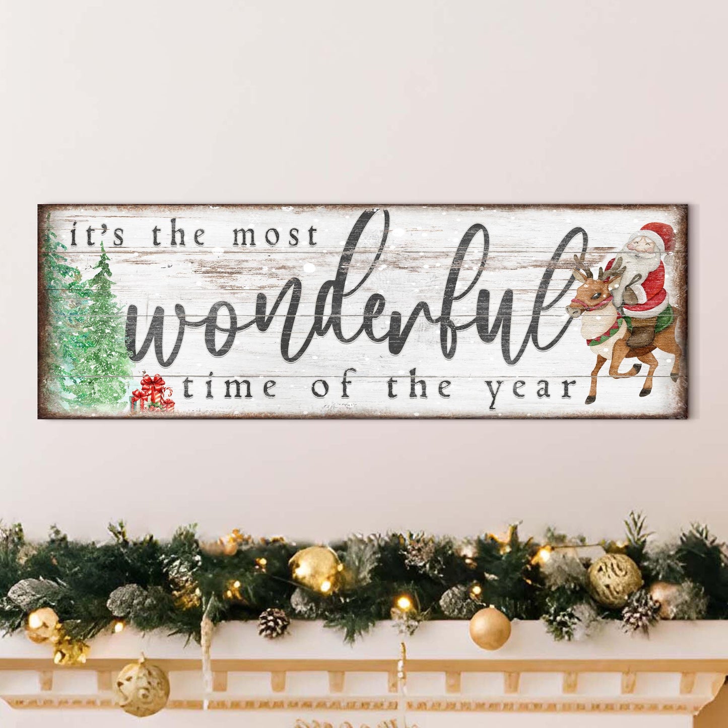 Most Wonderful Time of Year holiday canvas wall art tall vertical format