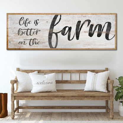 Life Is Better On The Farm Weathered canvas shown in a styled room setting, view 3