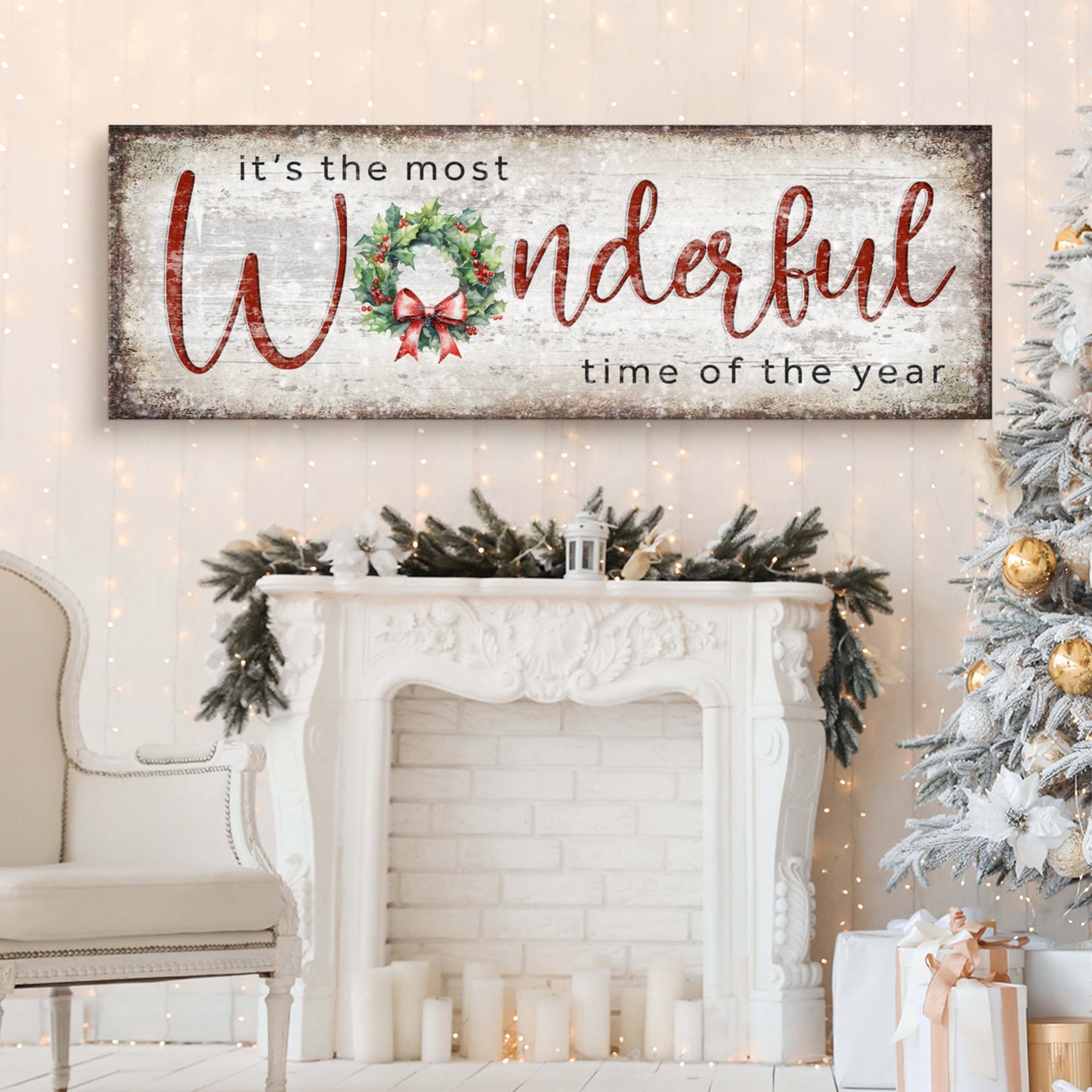 Festive Christmas Quote Canvas Wall Art Sign