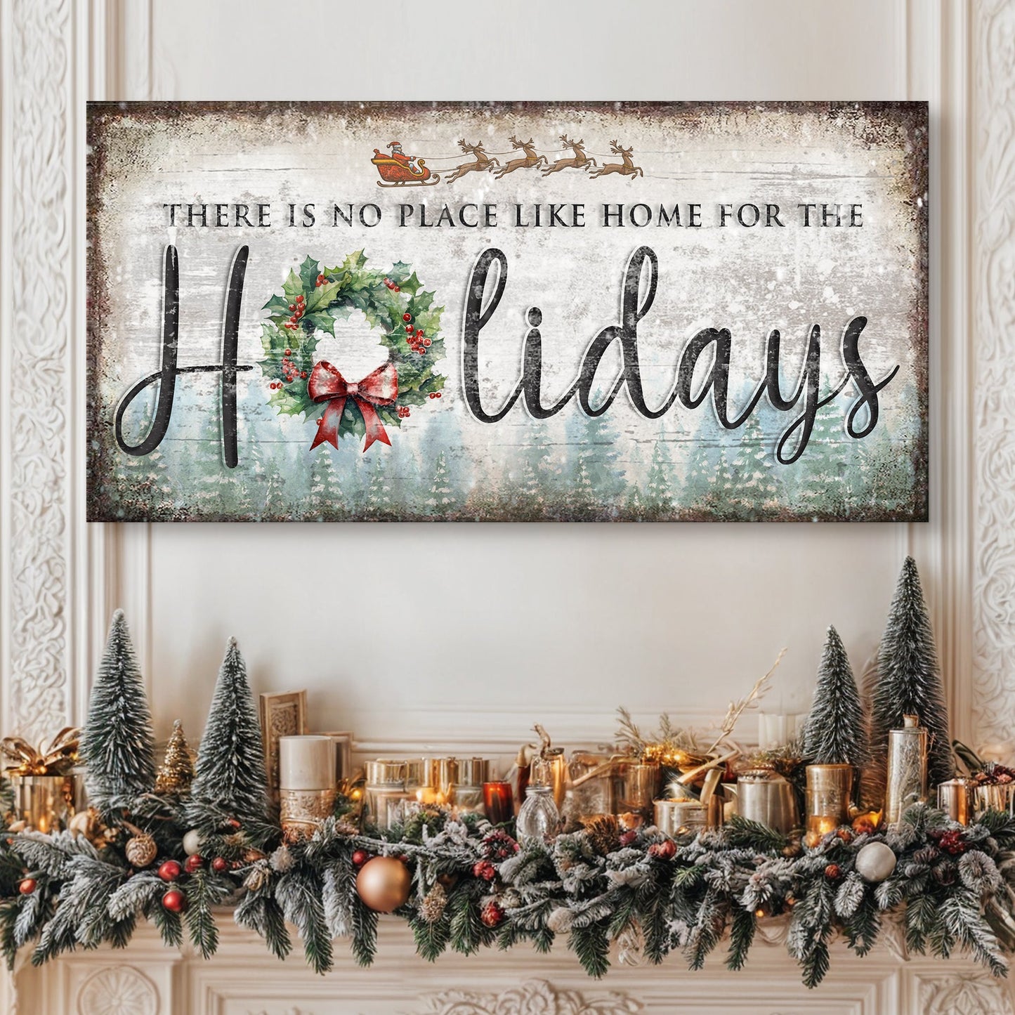 No Place Like Home for the Holidays Festive Canvas Art