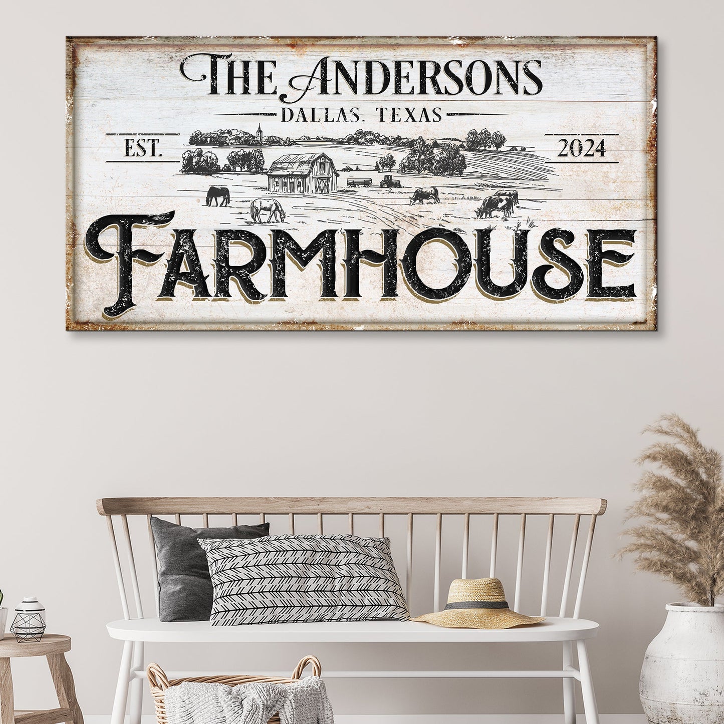 Rustic Farmhouse Canvas Sign XII