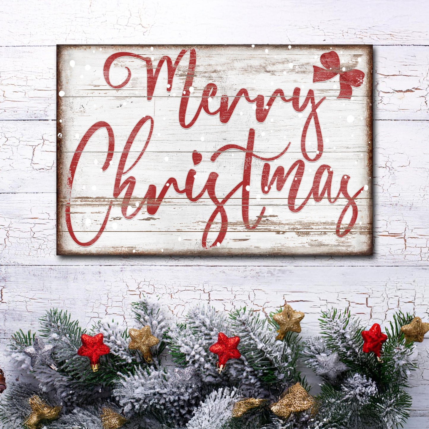 Merry Christmas Canvas Wall Art Sign