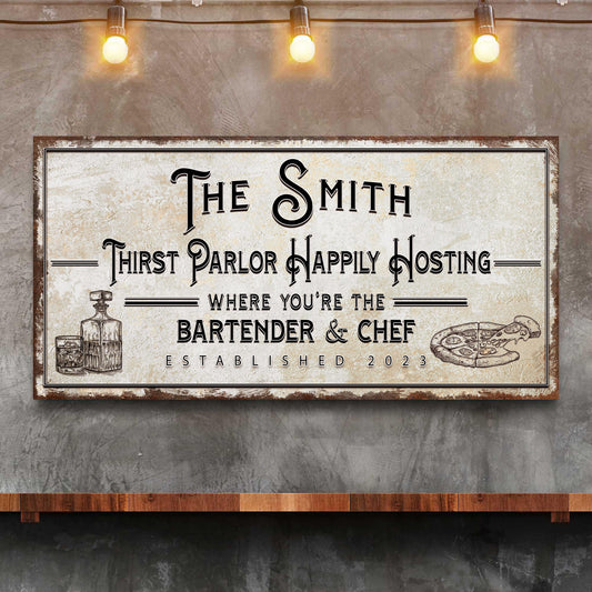 Family Thirst Parlor Hosting Sign Canvas Wall Art