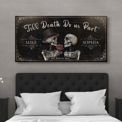 Till Death Do Us Part Skeleton Couple Canvas Sign
