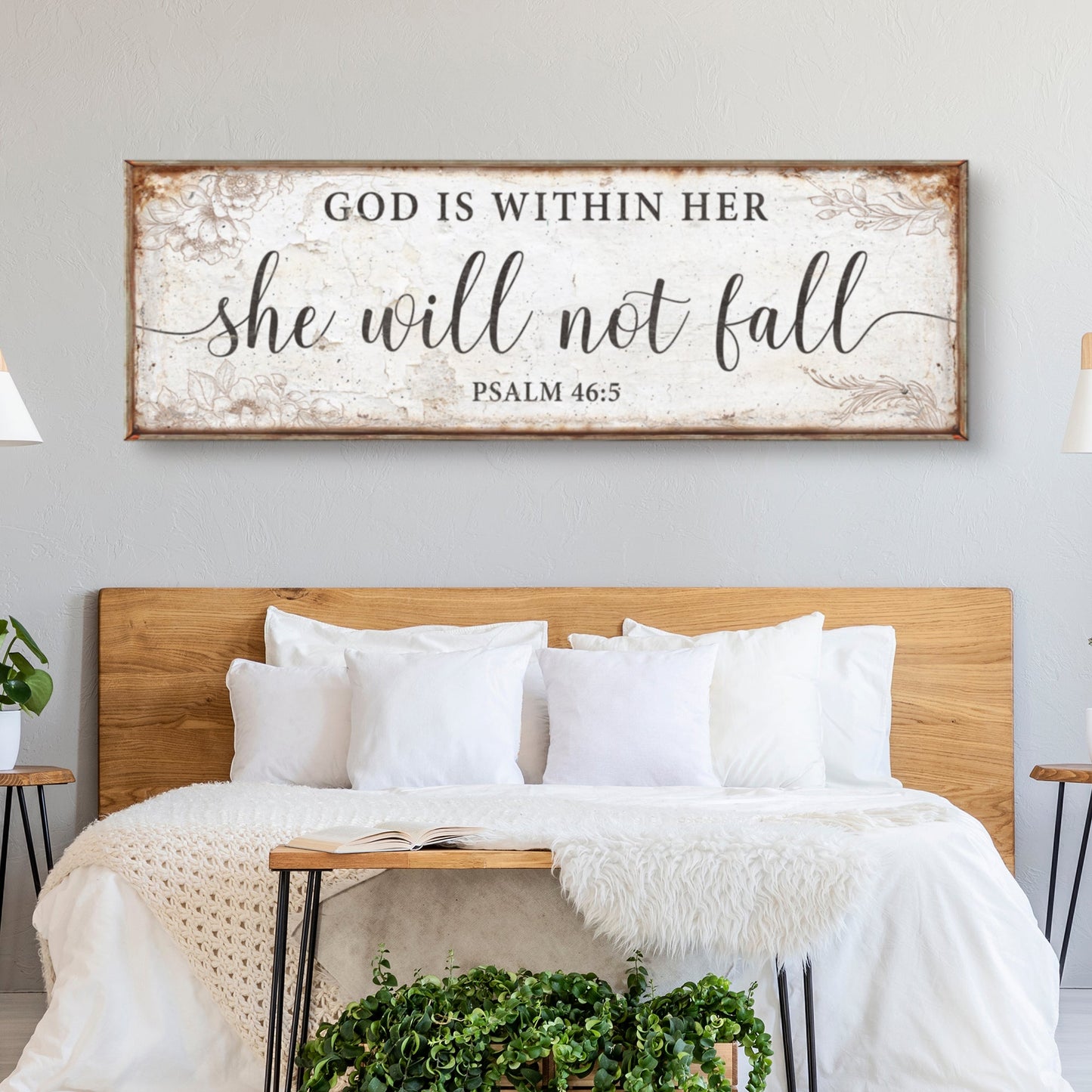 God Is Within Her Psalm 46:5 Faith Canvas Sign