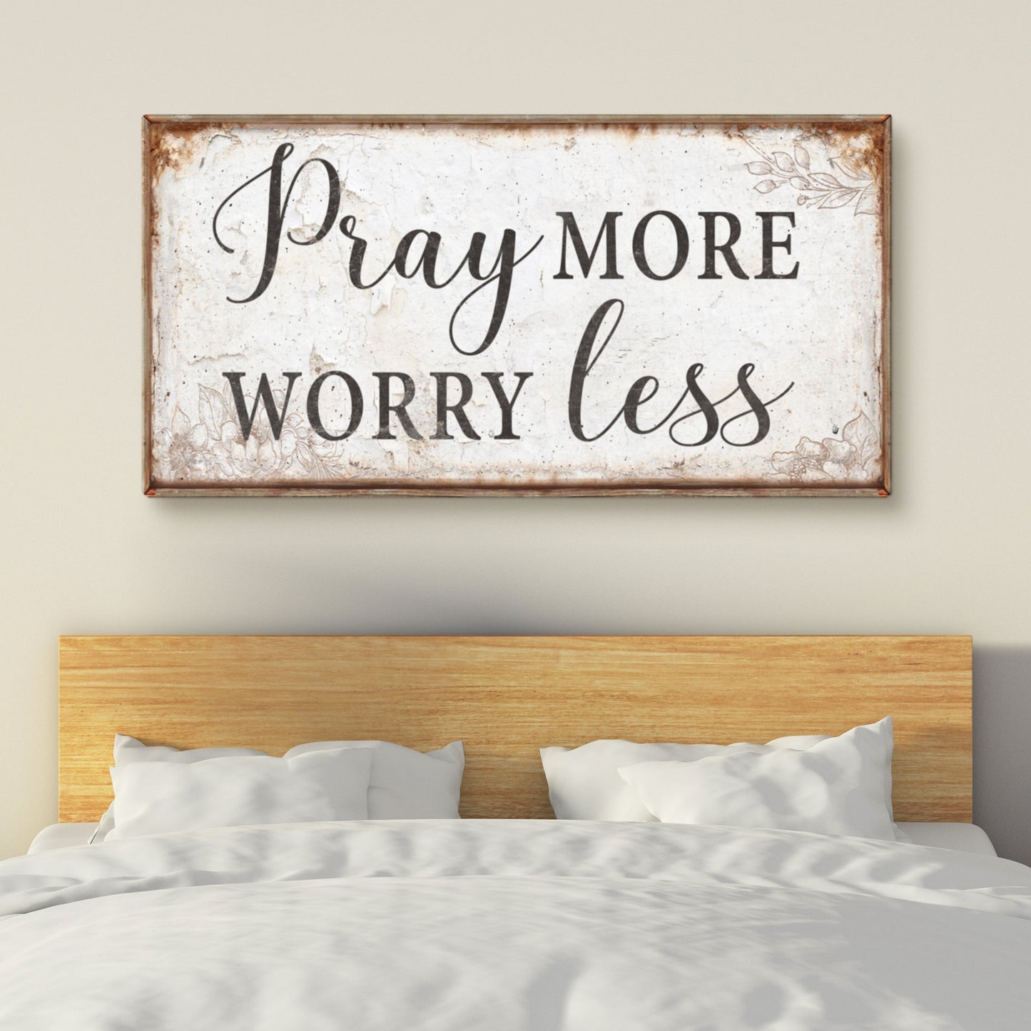 Pray More Worry Less Faith Canvas Wall Art