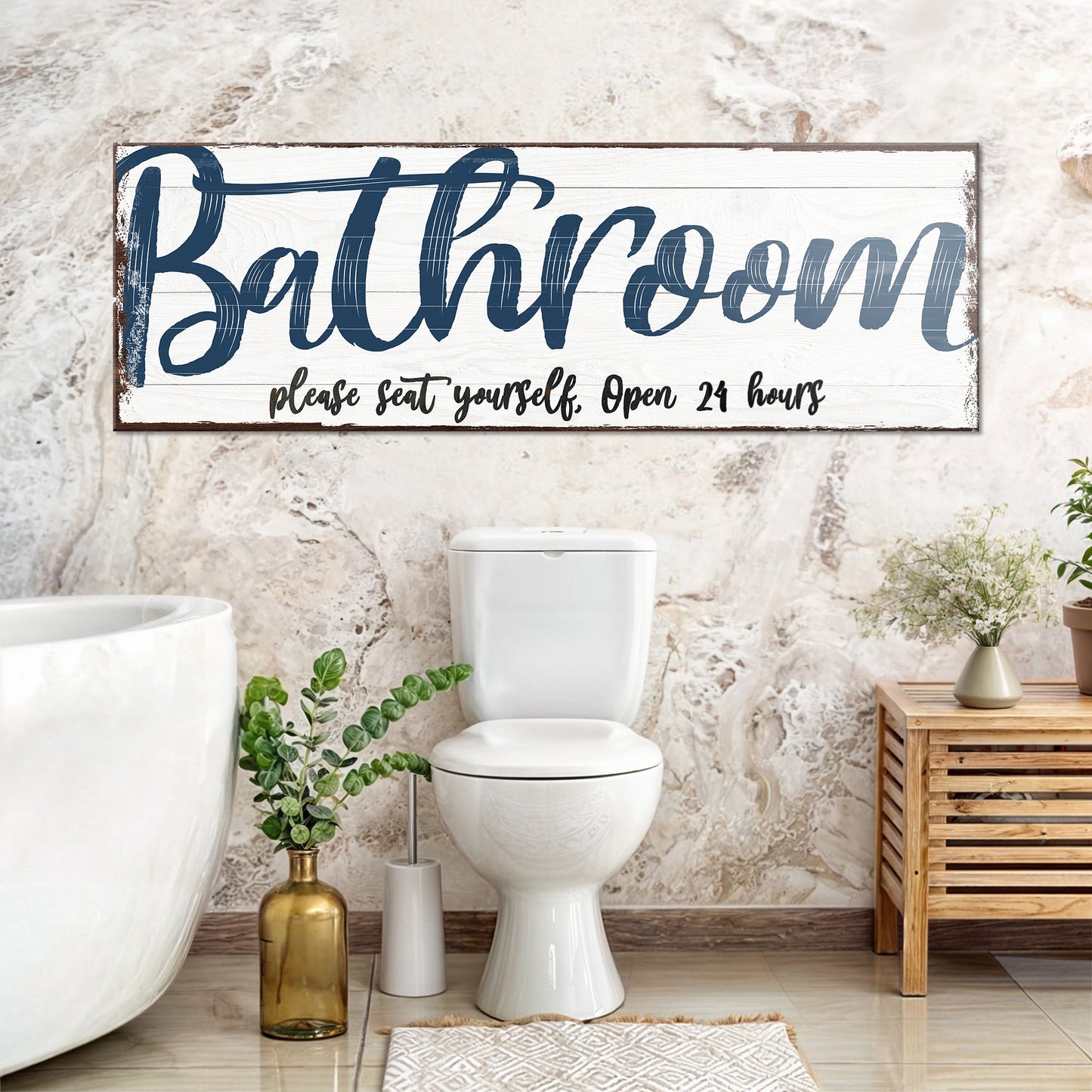 Please Seat Yourself Bathroom Canvas Wall Art