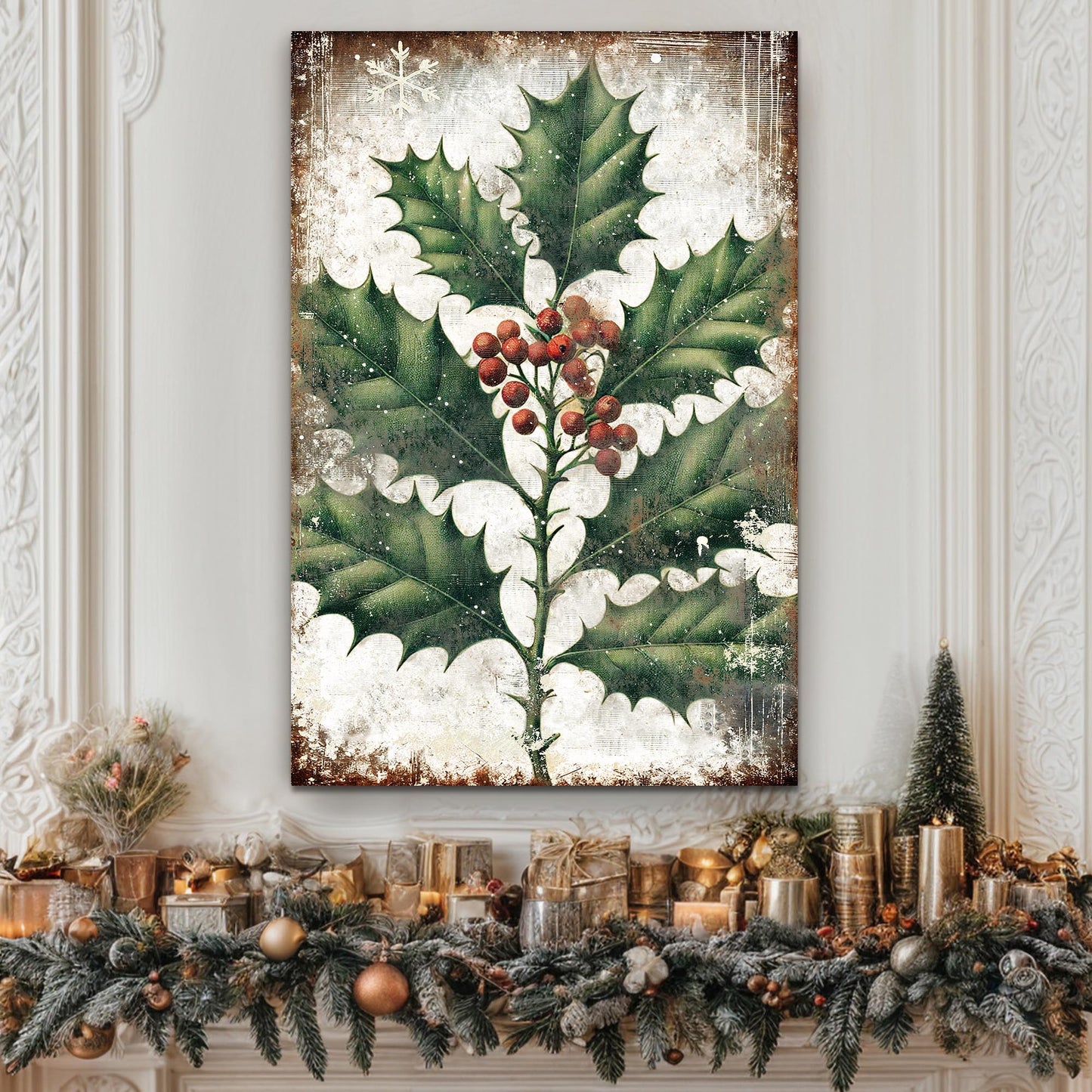 Christmas Holly Canvas Wall Art