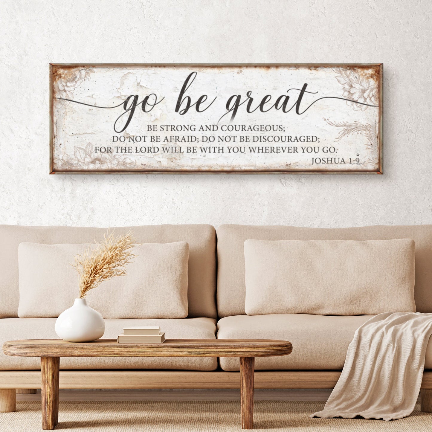 Go Be Great Joshua 1:9 Faith Canvas Sign - Style II